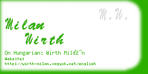 milan wirth business card